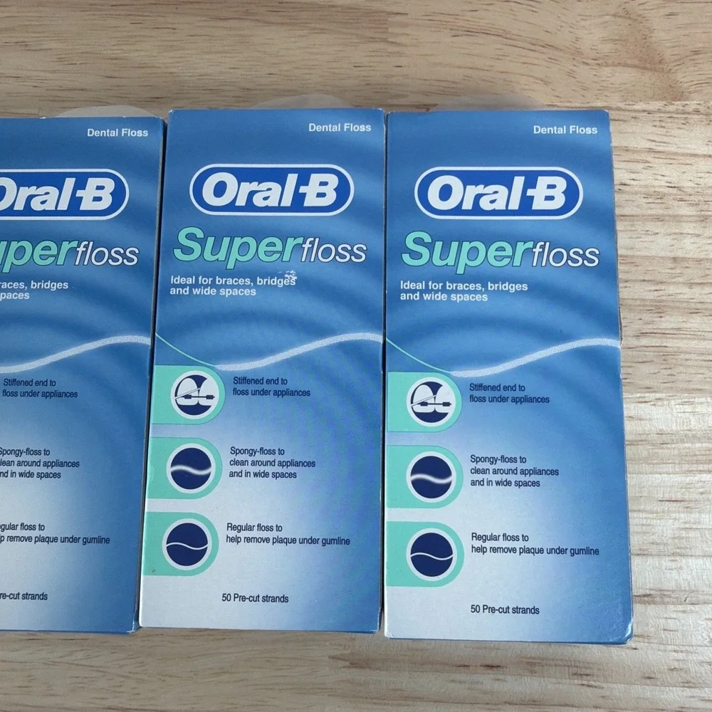 Oral-B Super Floss 50 Pre-Cut Dental Floss Strands Lot Of 5 Packs New Sealed